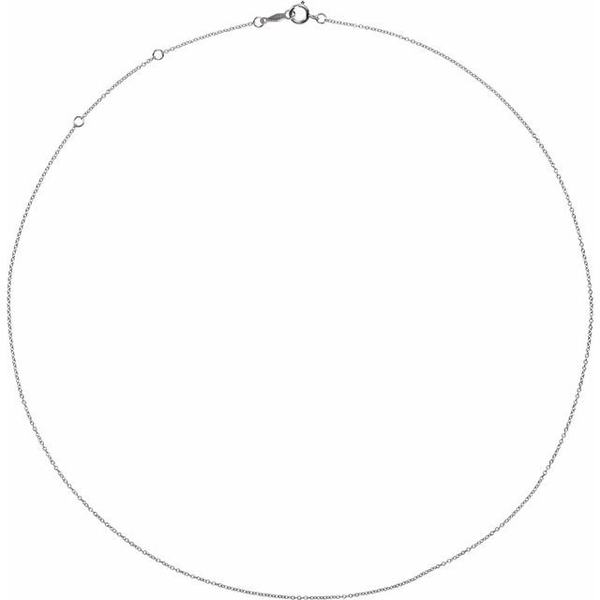 14Kt White Gold Cable Chain with Spring Ring Clasp 16-18