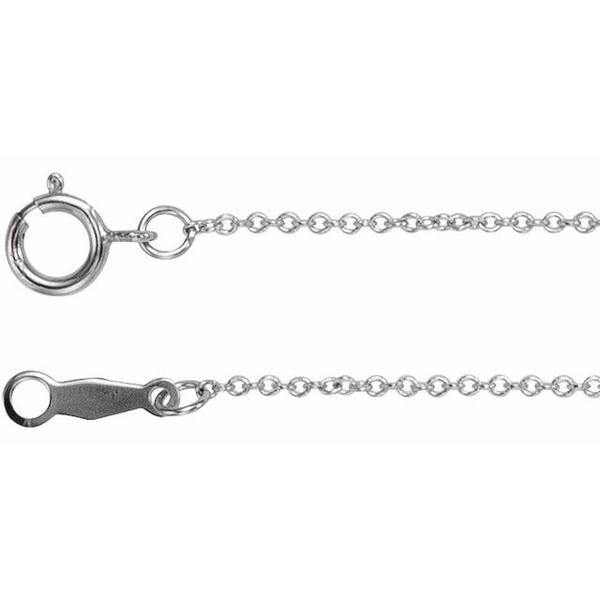 14Kt White Gold Cable Chain with Spring Ring Clasp 16-18