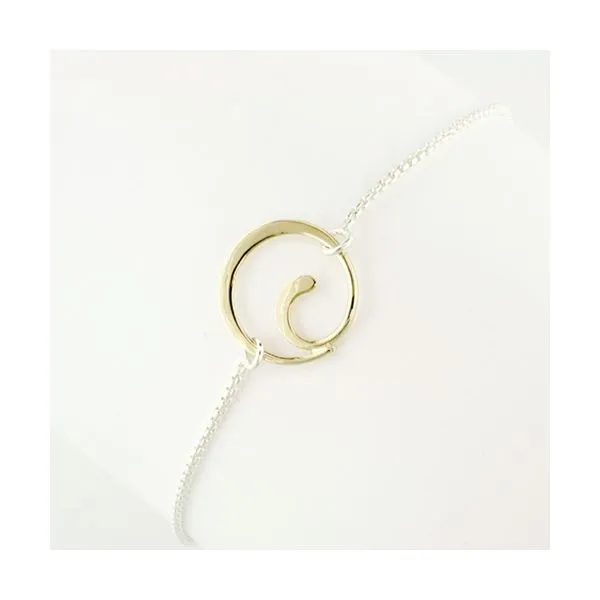 Tom Kruskal Handmade Sterling Silver and 14kt Yellow Gold Little Spiral Bracelet. Swede's Jewelers East Windsor, CT
