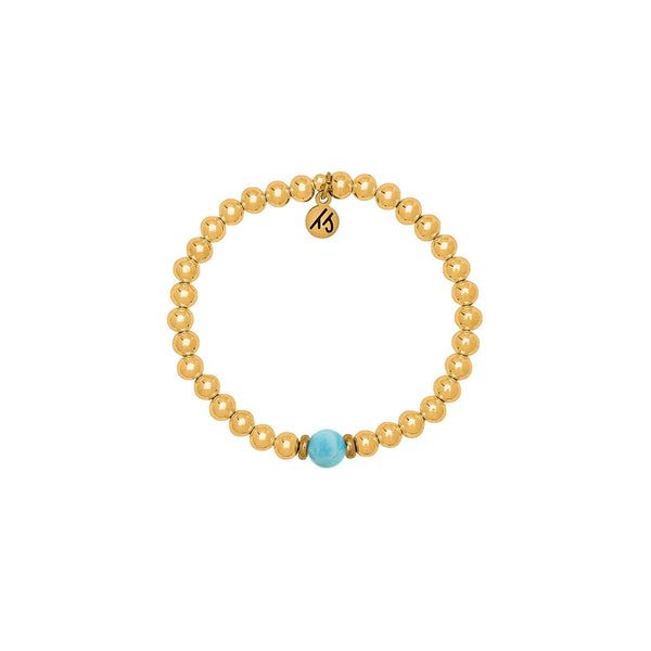 18kt Yellow Gold Filled Bracelet with Larimar Bead Swede's Jewelers East Windsor, CT