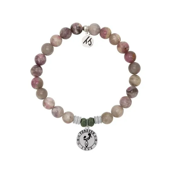 Pink Tourmaline Stone Bracelet with Mother's Love Sterling Silver Charm Swede's Jewelers East Windsor, CT