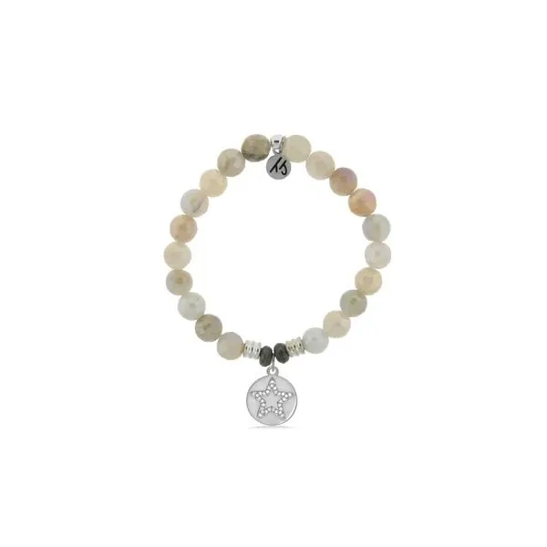 Moonstone Bracelet with WishUpon a Star Sterling Silver Charm Swede's Jewelers East Windsor, CT