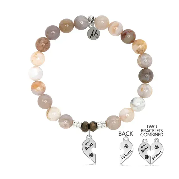 T. Jazelle Australian Agate Stone Bracelet with Forever Friends Sterling Silver Charm Swede's Jewelers East Windsor, CT