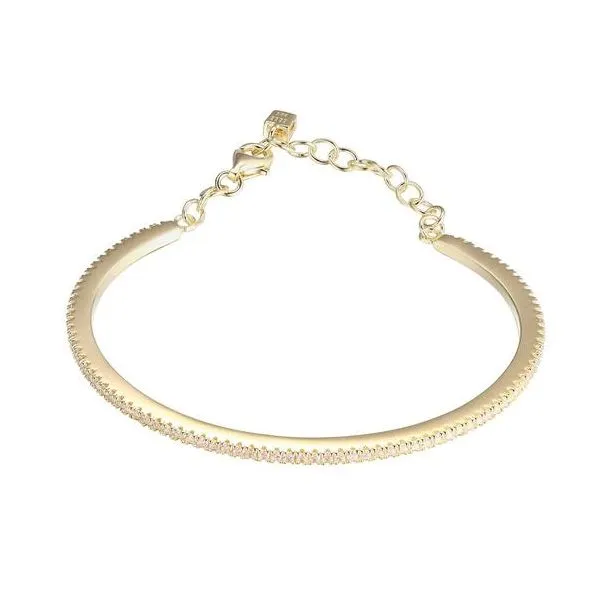 Elle Sterling Silver with Gold Overlay Bangle with CZ's Swede's Jewelers East Windsor, CT
