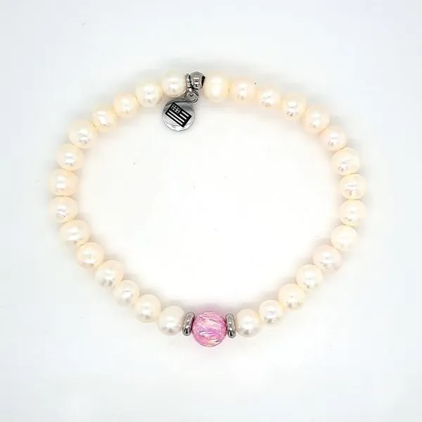 T. Jazelle Cape Bracelet White Pearl Pink Opal Swede's Jewelers East Windsor, CT
