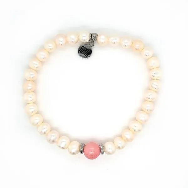 T. Jazelle Cape Bracelet White Pearl & Pink Jade Swede's Jewelers East Windsor, CT