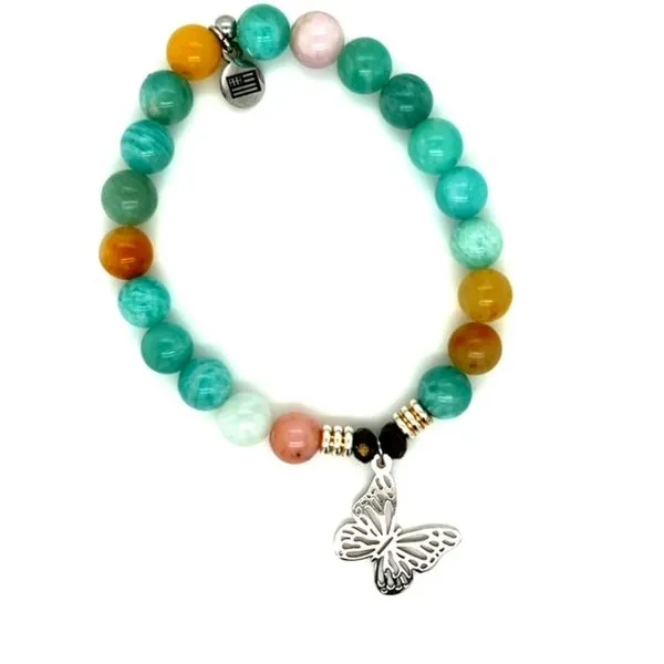 TJazelle Multi Amazonite Bead-Heart Butterfly Charm Bracelet Swede's Jewelers East Windsor, CT