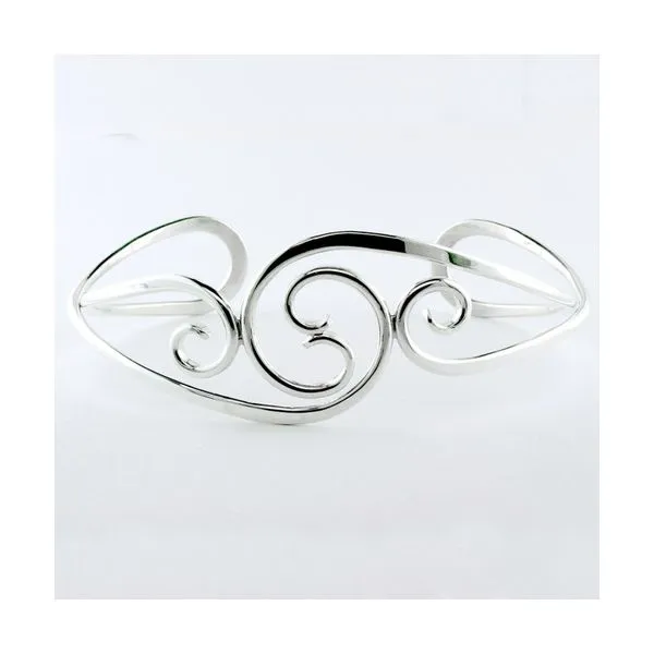 Tom Kruskal Sterling Silver Bangle Bracelet Scroll Work Cuff AB089. Swede's Jewelers East Windsor, CT