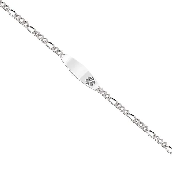 DRS Sterling Silver Medical Bracelet with Figaro Style Chain (CHN1056) Swede's Jewelers East Windsor, CT