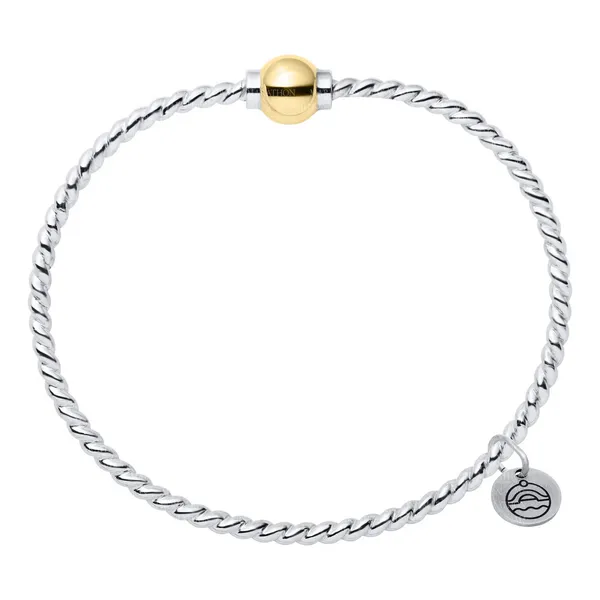 Sterling Silver Twist Bracelet with 14K Yellow Bead Size Swede's Jewelers East Windsor, CT