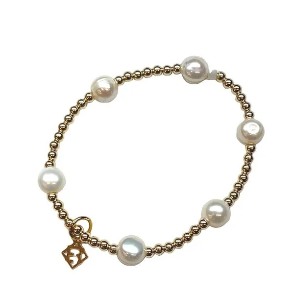 Elyse Ryan Gold Filled 5 Pearl 3mm Beaded Bracelet Swede's Jewelers East Windsor, CT