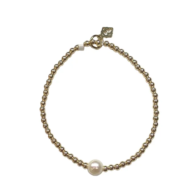 Elyse Ryan Gold Filled Sincerity 1 Pearl Beaded Bracelet Swede's Jewelers East Windsor, CT