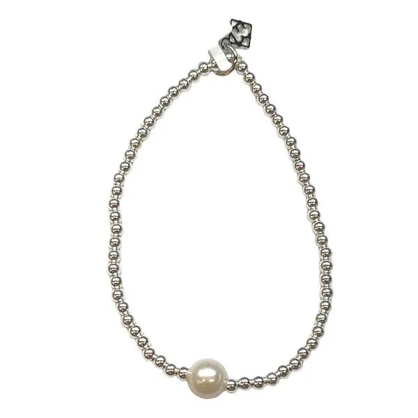 Elyse Ryan Sterling Silver Sincerity 1 Pearl Beaded Bracelet Swede's Jewelers East Windsor, CT