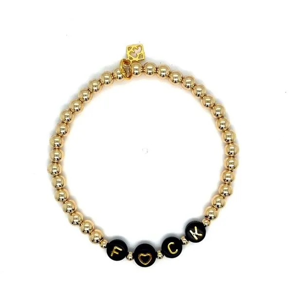 Elyse Ryan Gold Filled Black Beads F*UCK Bracelet Swede's Jewelers East Windsor, CT