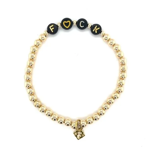 Elyse Ryan Gold Filled Black Beads F*UCK Bracelet Swede's Jewelers East Windsor, CT