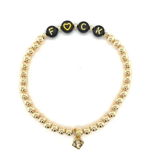 Elyse Ryan Gold Filled Black Beads F*UCK Bracelet Swede's Jewelers East Windsor, CT