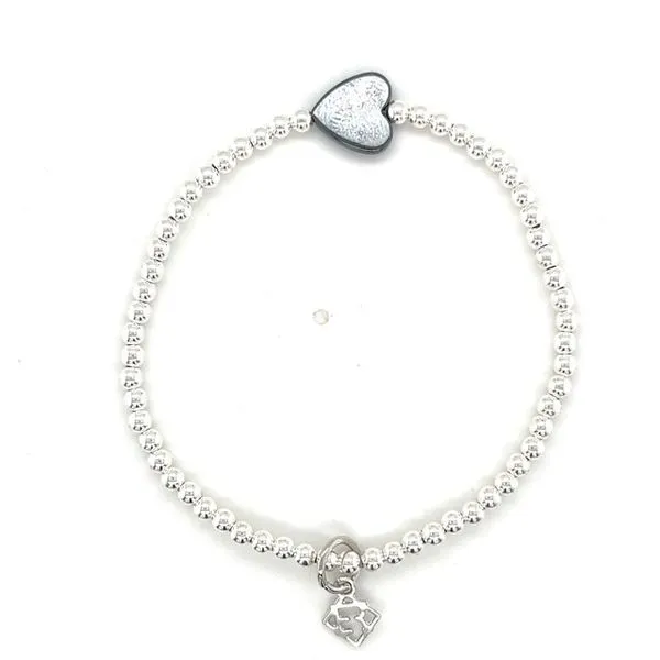 Sterling Silver Lg Happy Heart  Beaded  Bracelet Swede's Jewelers East Windsor, CT