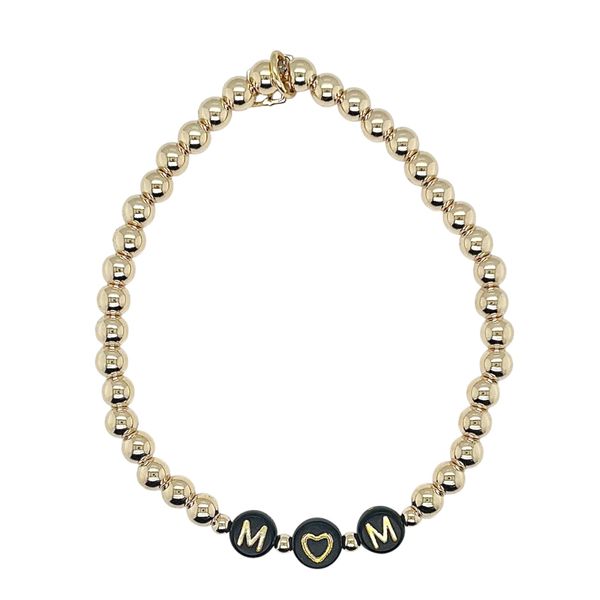 Elyse Ryan beaded bracelet, gold filled with black beads 