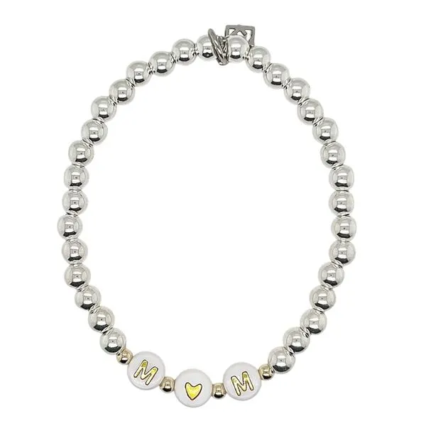 Elyse Ryan beaded bracelet, sterling silver with white beads 