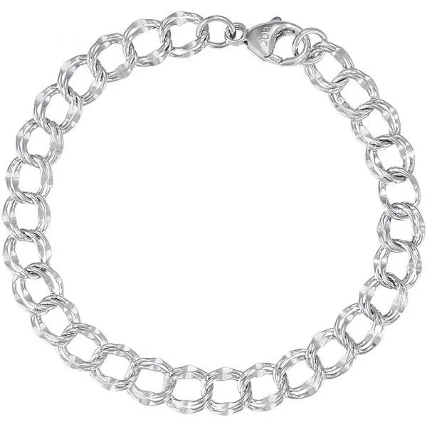 Sterling Silver Double Link Charm Bracelet 7\