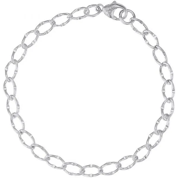 7\ Sterling Silver Open Link Charm Bracelet