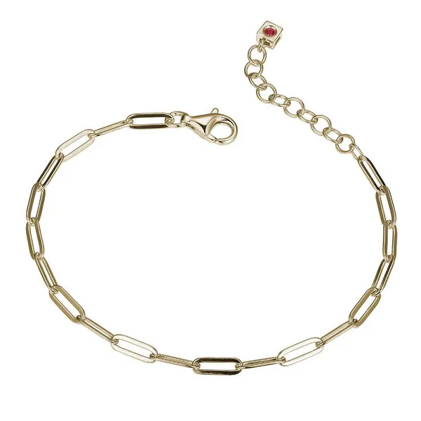 Elle Yellow Gold Plated Sterling Silver Paperclip Bracelet Swede's Jewelers East Windsor, CT
