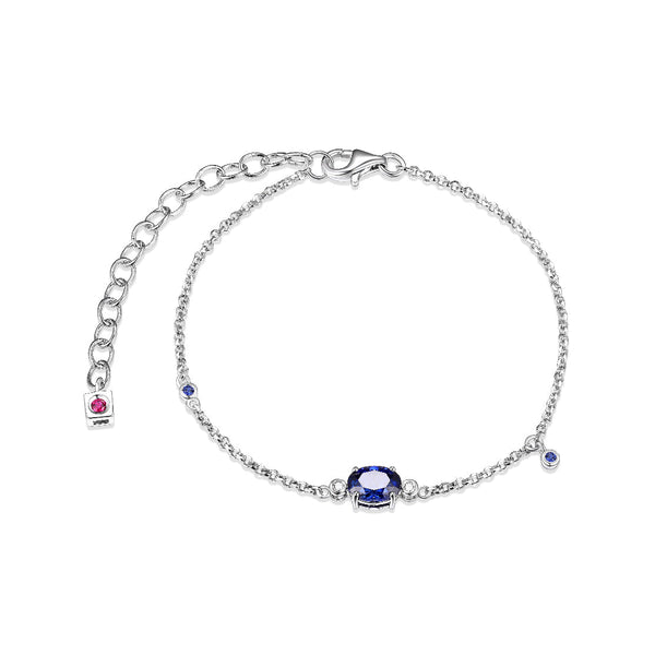 Elle Sterling Silver Bracelet With Lab Created Sapphire And Lab Grown Diamond  Rhodium Plated Swede's Jewelers East Windsor, CT