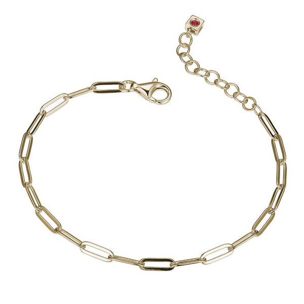 Elle Yellow Gold Plated Sterling Silver Paperclip Bracelet Swede's Jewelers East Windsor, CT