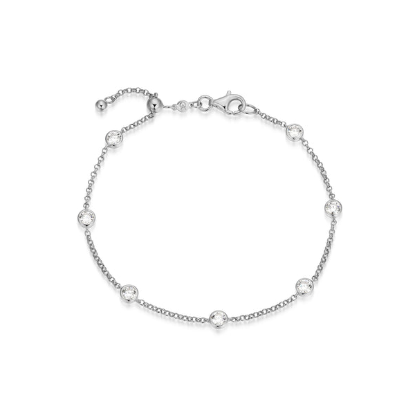 Monte Luna Sterling Silver Rhod-Plate Station Lab-Created Diamond 0.50CTW Bracelet Swede's Jewelers East Windsor, CT