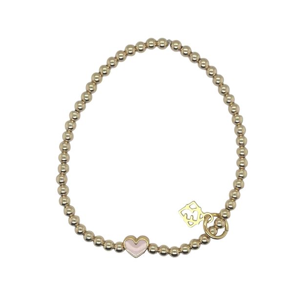 Elyse Ryan Blush Happy Heart Gold Filled Beaded Bracelet Swede's Jewelers East Windsor, CT