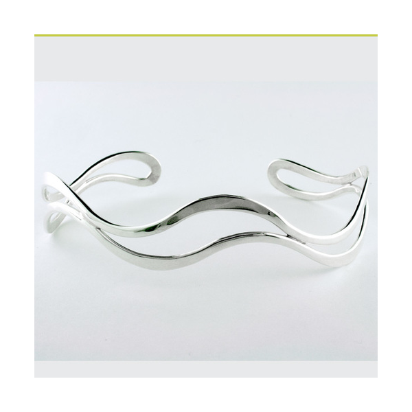 Tom Kruskal Sterling Silver Double Wave Cuff Swede's Jewelers East Windsor, CT