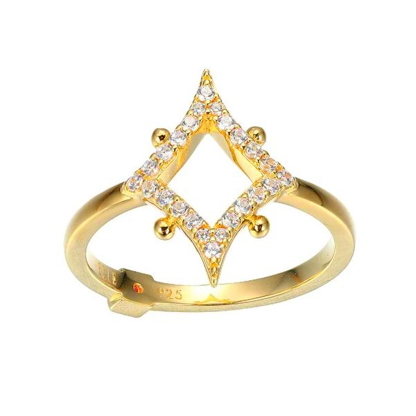 Gold Plated Sterling Silver CZ Rhombus Ring Swede's Jewelers East Windsor, CT