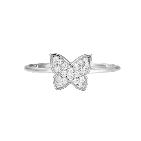 Sterling Silver Lab Diamond Butterfly Ring Size 6 Swede's Jewelers East Windsor, CT