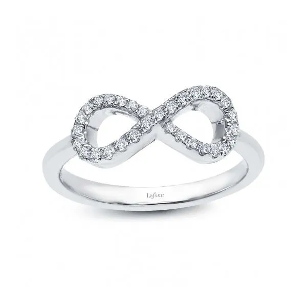 White Sterling Silver Infinity Ring Size 7 with Simulated Stones Swede's Jewelers East Windsor, CT
