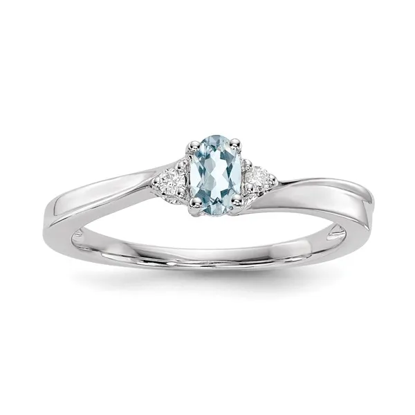 Sterling Silver Rhodium-plated Aquamarine & Diamond Ring Swede's Jewelers East Windsor, CT