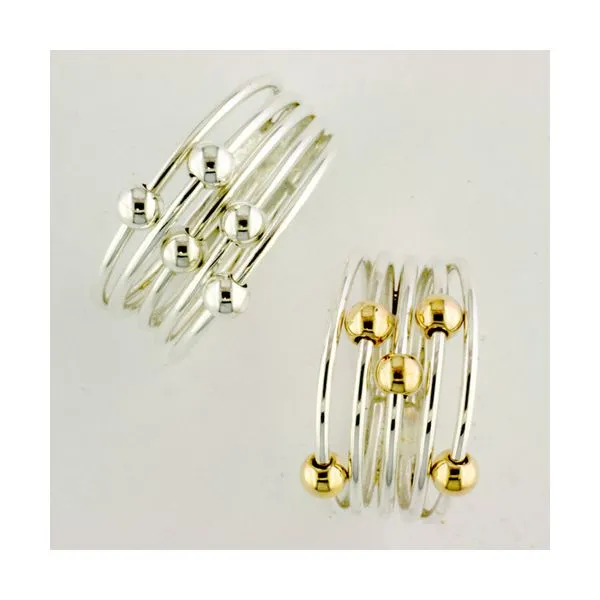 Tom Kruskal Sterling silver and Gold Filled Beaded Ring size 7 Swede's Jewelers East Windsor, CT