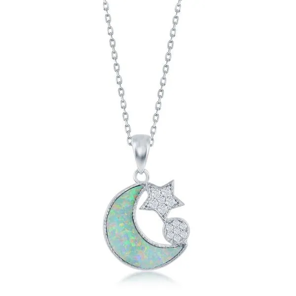 Sterling Silver White Inlay Opal Pendant Swede's Jewelers East Windsor, CT