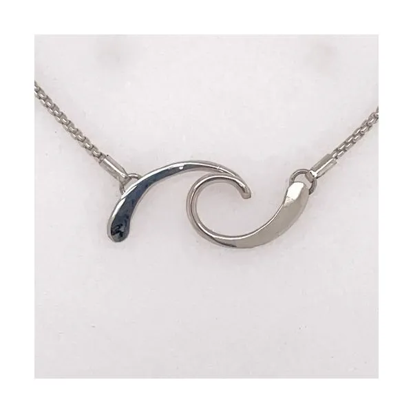 Tom Kruskal Hand Crafted Sterling Silver Single Wave Necklace - Size 16.50