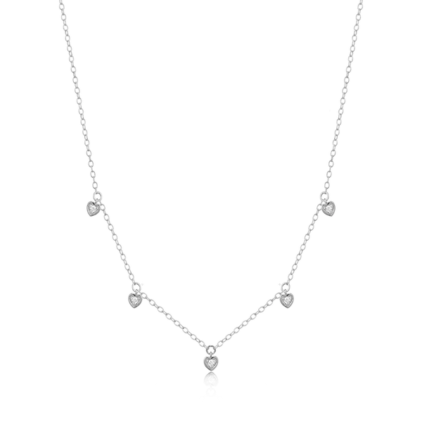 Dangling Hearts Necklace in Rhodium Plated Sterling Silver Swede's Jewelers East Windsor, CT