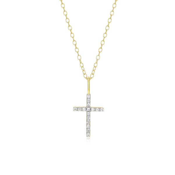 Cross Pendant Necklace in 14k Gold Plated Sterling Silver Swede's Jewelers East Windsor, CT