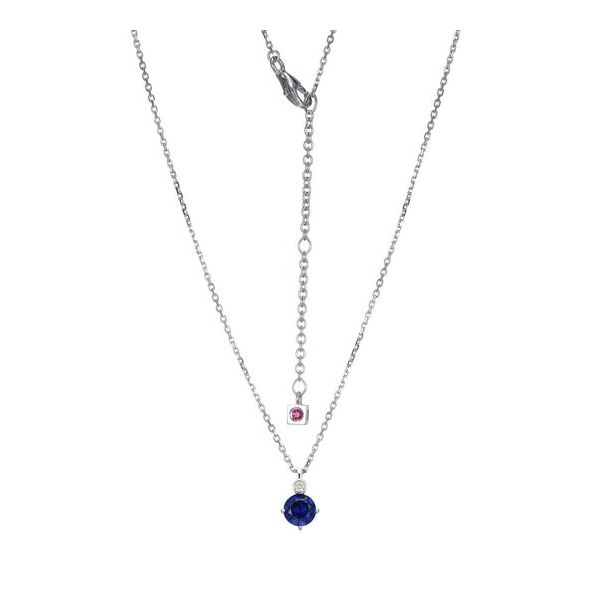 Elle Sterling Silver Created Sapphire with Lab Grown Diamond Necklace Swede's Jewelers East Windsor, CT
