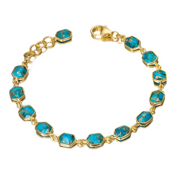 Sterling Silver 18k Gold Vermeil Geo Turquoise Necklace Swede's Jewelers East Windsor, CT