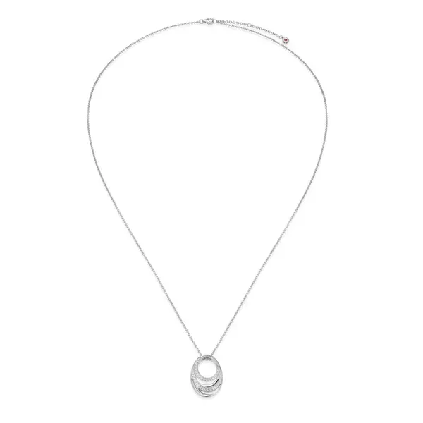 Between Elements Pendant Necklace in Rhodium-Plated Sterling Silver with Cubic Zirconia on Rolo Chain 18