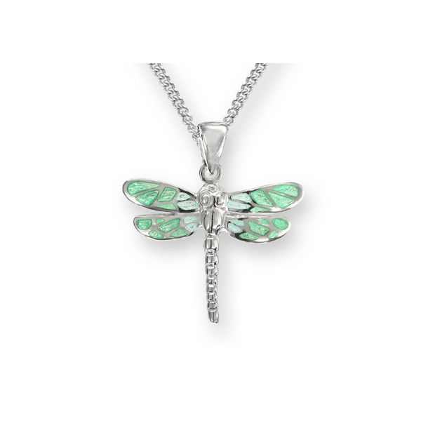 Nicole Barr Sterling Silver Blue/Green Enamel Dragonfly Necklace Swede's Jewelers East Windsor, CT