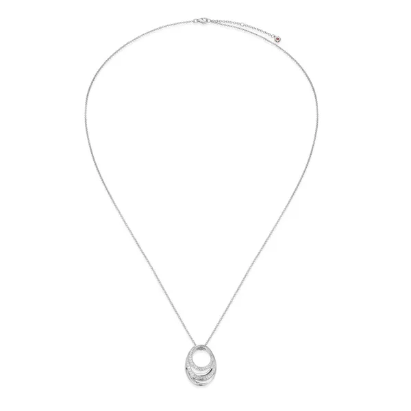 Between Elements Pendant Necklace in Rhodium-Plated Sterling Silver with Cubic Zirconia on Rolo Chain 18