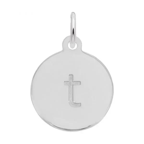 SS Petite Lower Case Block t  Initial Charm Swede's Jewelers East Windsor, CT