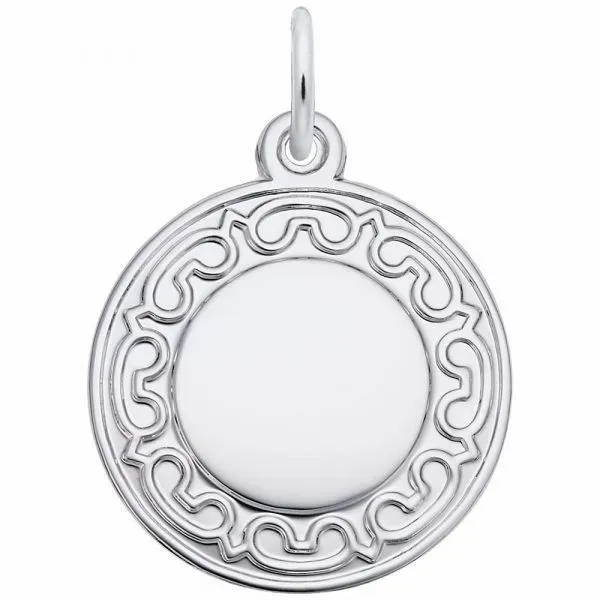 Sterling Silver Disc with Rope Border Charm Swede's Jewelers East Windsor, CT