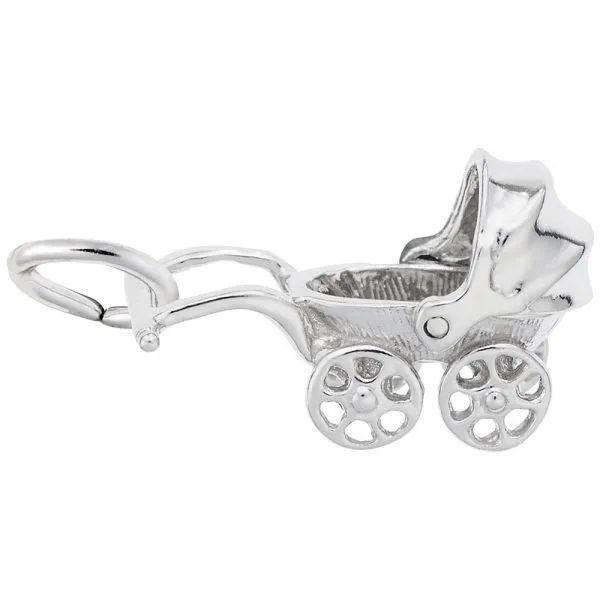 Sterling Silver Baby Carriage charm Swede's Jewelers East Windsor, CT