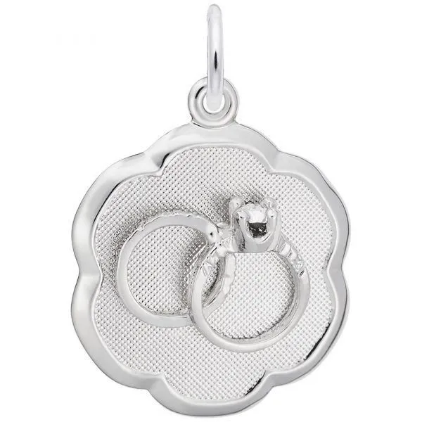 Sterling Silver Wedding Rings Scalloped Disc Charm Swede's Jewelers East Windsor, CT