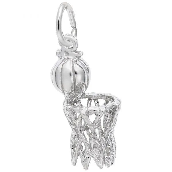Sterling Silver Basketball & Hoop Charm Swede's Jewelers East Windsor, CT